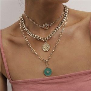 Choker Layered Galaxy Coins  New